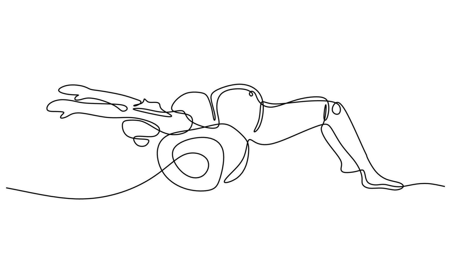 Prenatal yoga one line drawing. Vector illustration mother exercise.