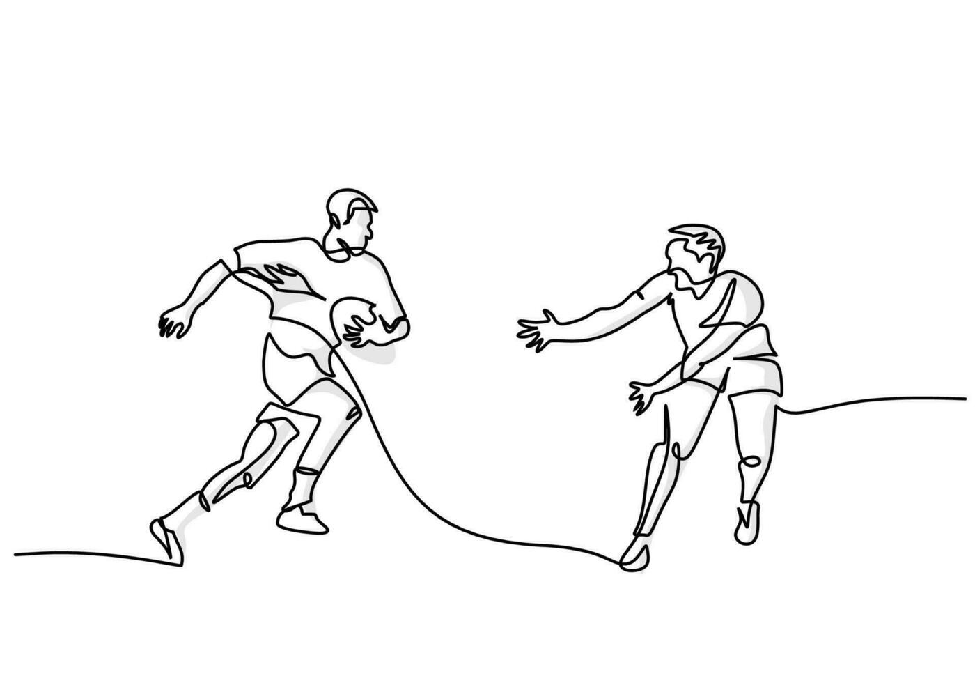 Rugby Player Simple One Line Art, Sports of Person Playing Rugby vector
