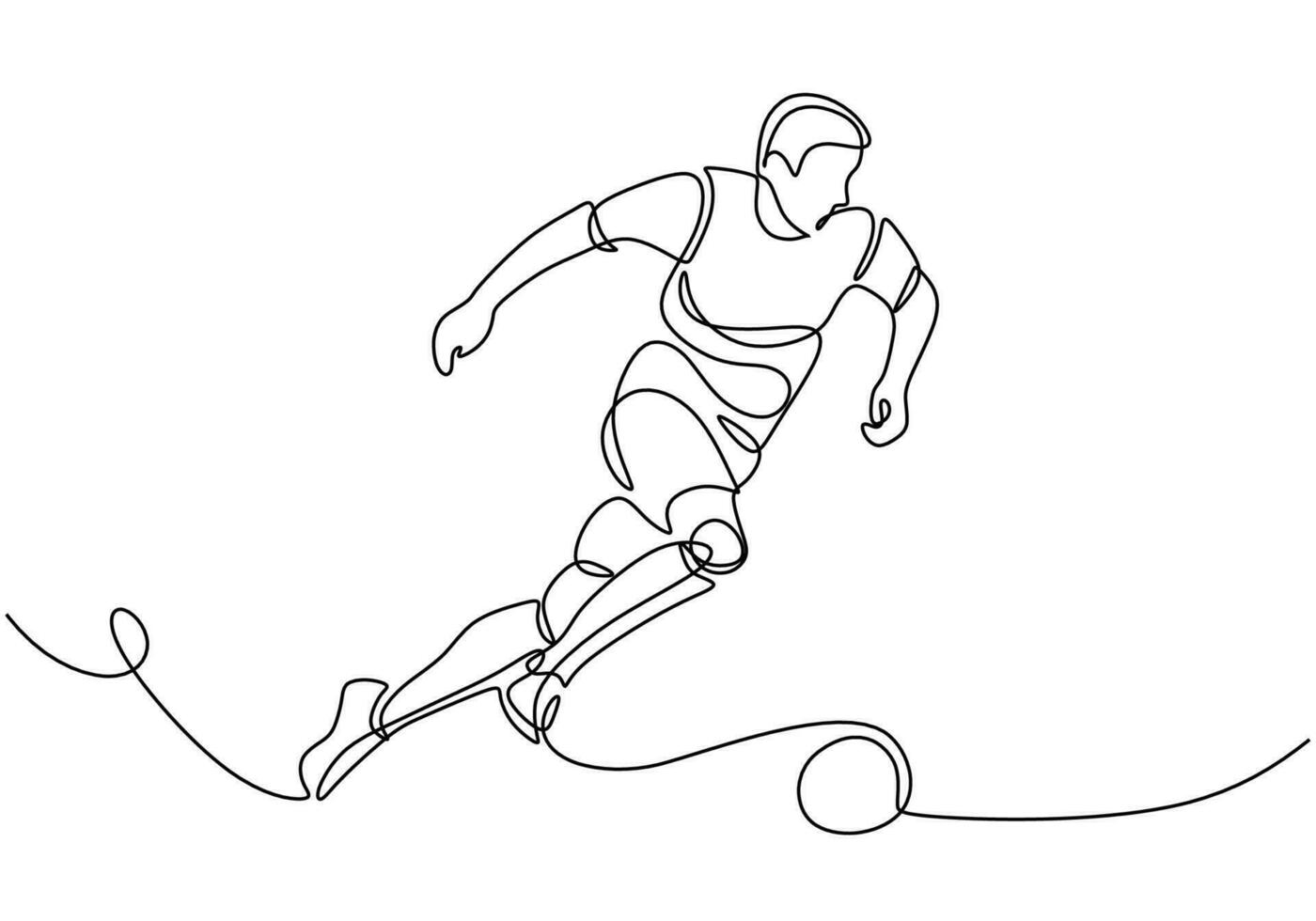 Soccer sport player, continuous one line of sportsman dribbling a ball vector