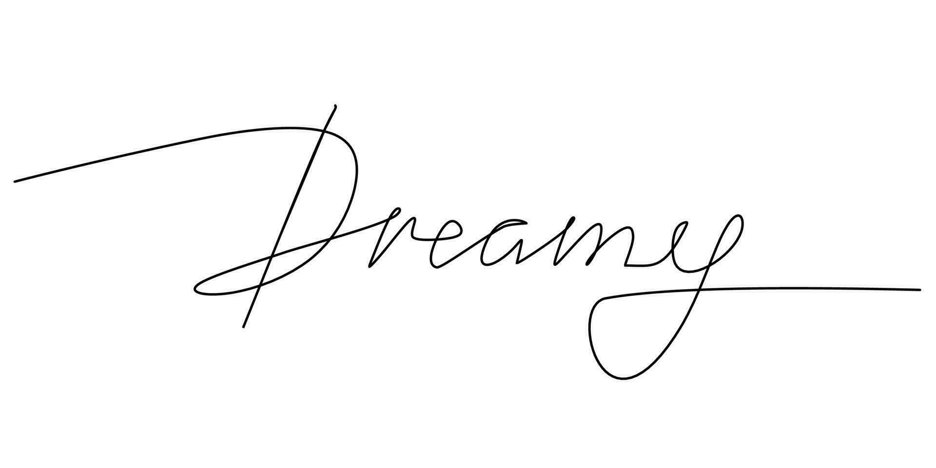 One continuous line drawing typography line art of dreamy word vector