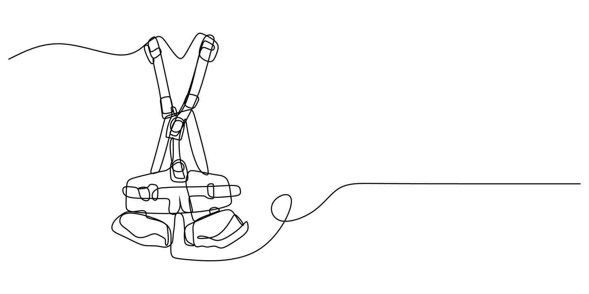 Continuous single one line of Rock climbing equipment vector