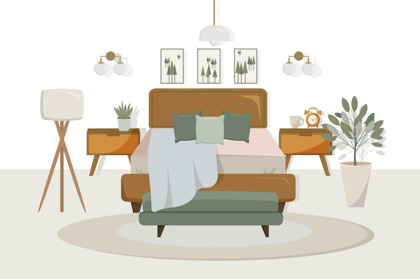 Bedroom interior 1, vector illustration
