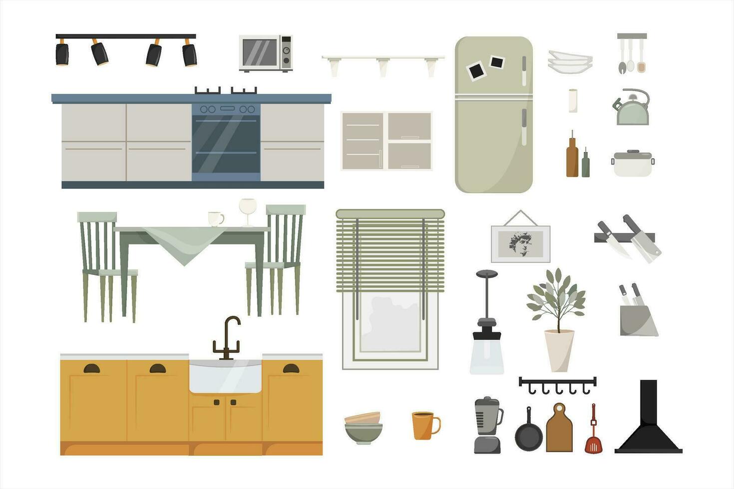 Modern kitchen decor. vector