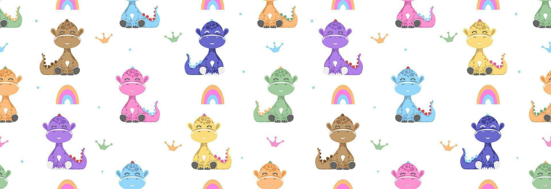 Dinosaur and rainbow. vector