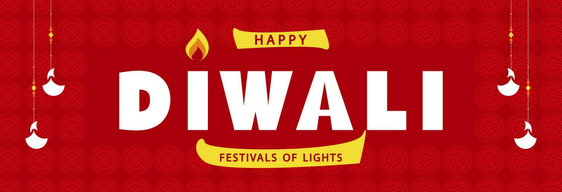 Diwali festival of lights of India, bright banner for happy holiday. vector