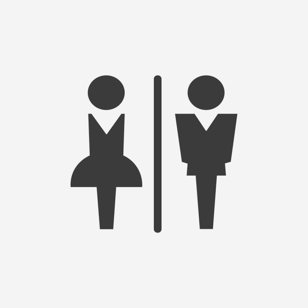 inodoro, vector de icono de puerta wc. wc de mujeres y hombres, inodoro, símbolo de baño