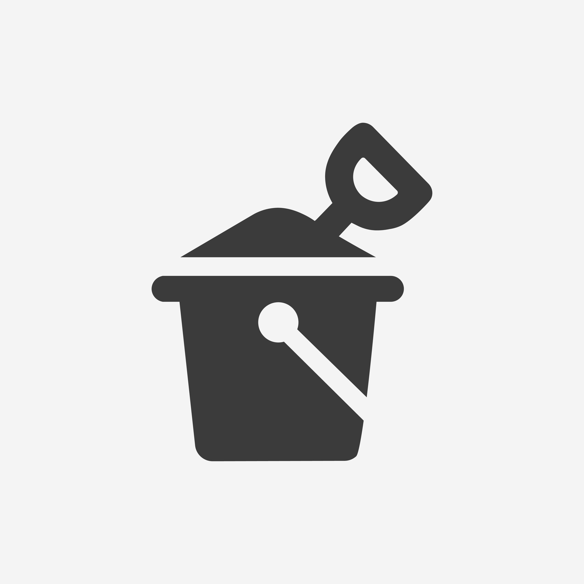 Sand bucket and spade icon vector. kid, children toys tools symbol sign