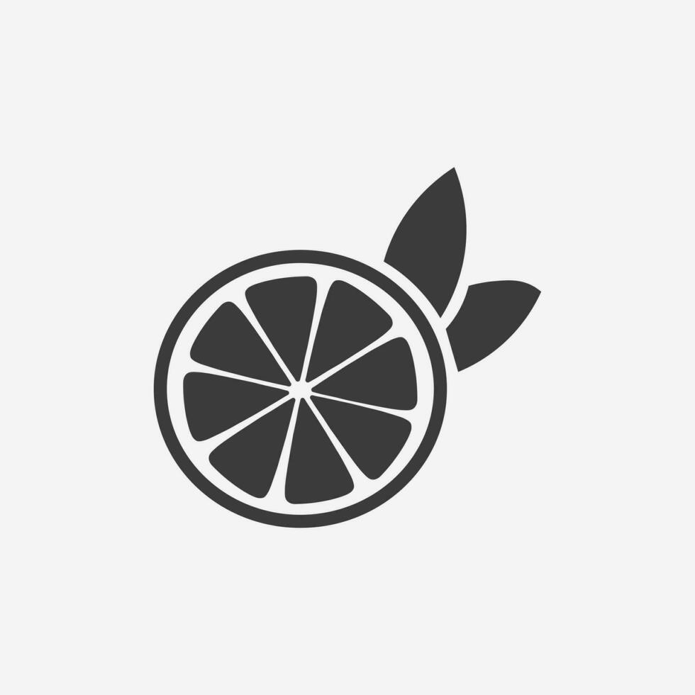 Lemon lime icon vector on grey background. Fruit, vitamin, orange, sour, citrus symbol sign