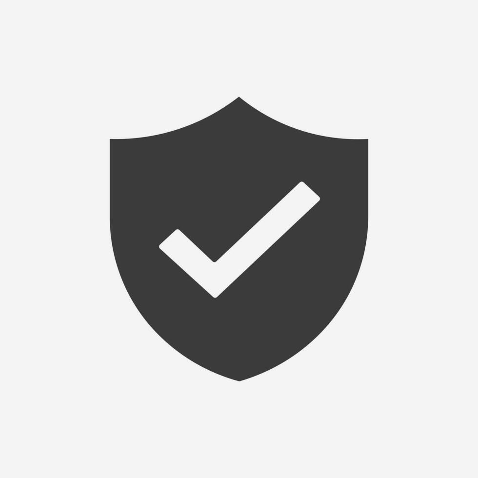 Shield, check mark icon vector. Security, Protection symbol vector