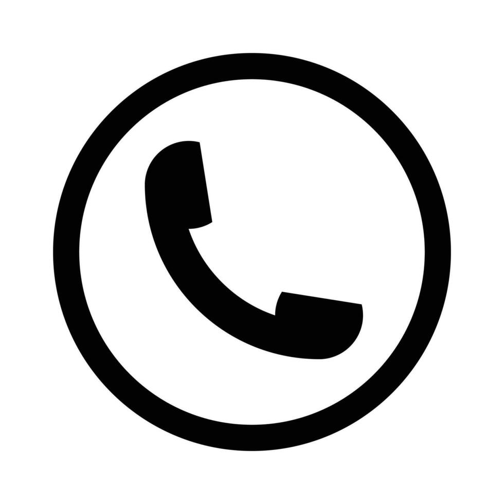 Phone Call Icon, Old Telephone Icon, Calling Phone, Technology Device, Contact Information, Communication Symbol, Support, Chat, Trendy Black Sign Isolated On White Background Vector Illustration