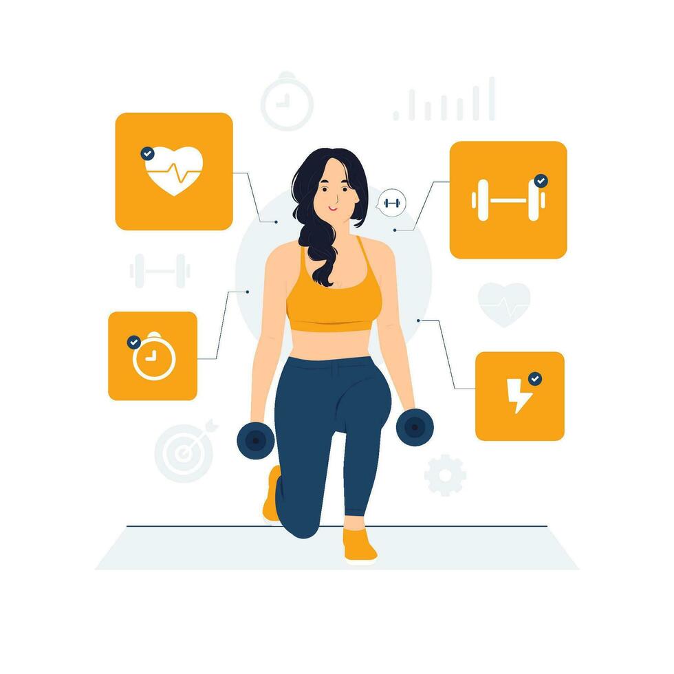 Gym exercise semi flat color vector character set. Posing figures