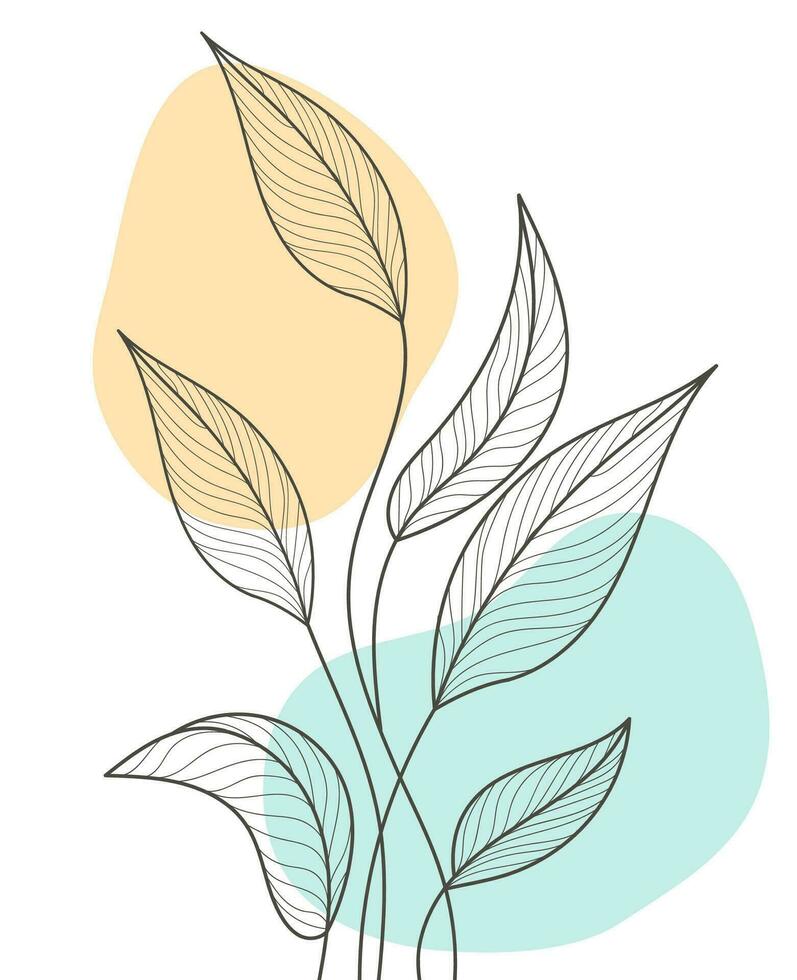 mano dibujado plano diseño sencillo flor y tropical planta contorno vector