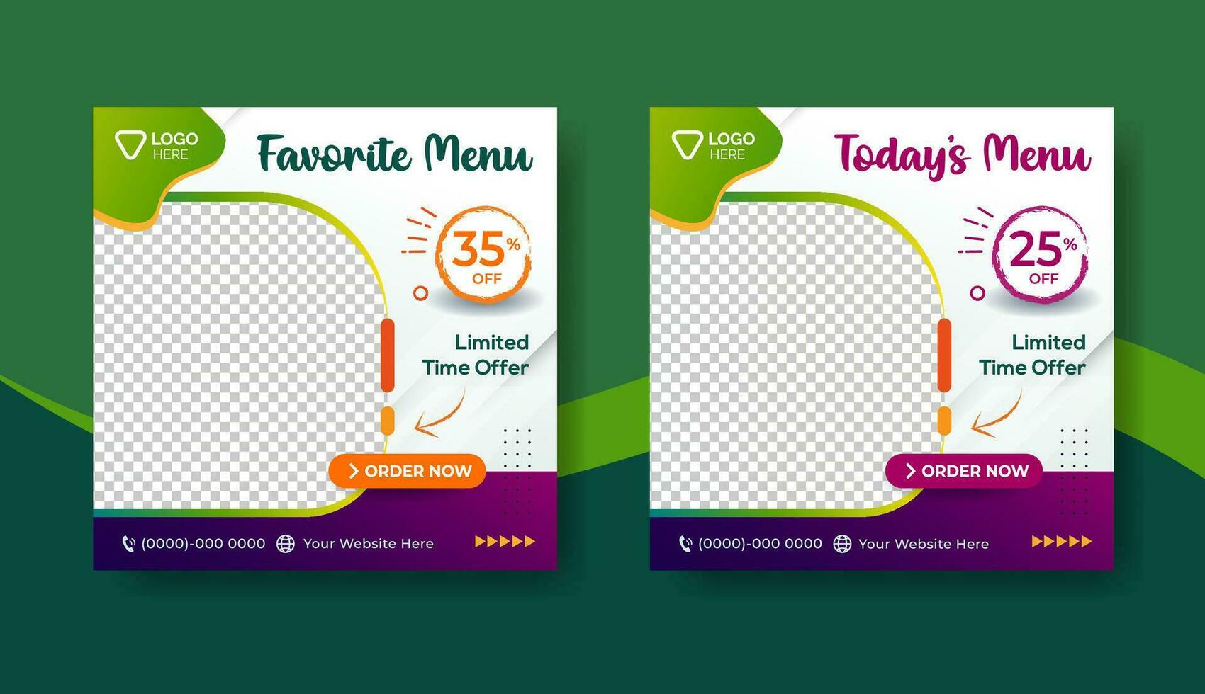 Favourite Menu Banner Template, Social Media Post Template, Food Menu Restaurant Banner Template vector