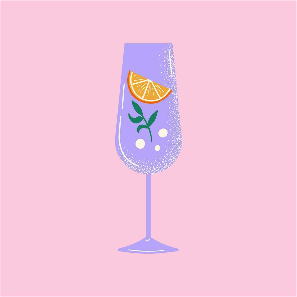 Textured Drink Cocktail With Orange Slice vector