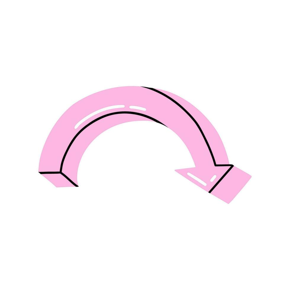 Pink Rounded Arrow. Colorful pointer, marker illustration. 25681741