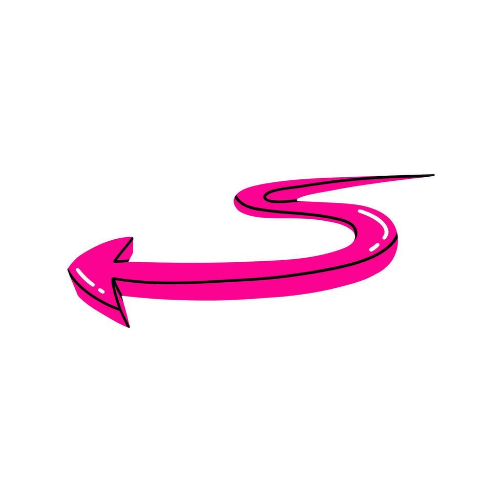 Pink Rounded Arrow. Colorful pointer, marker illustration. vector