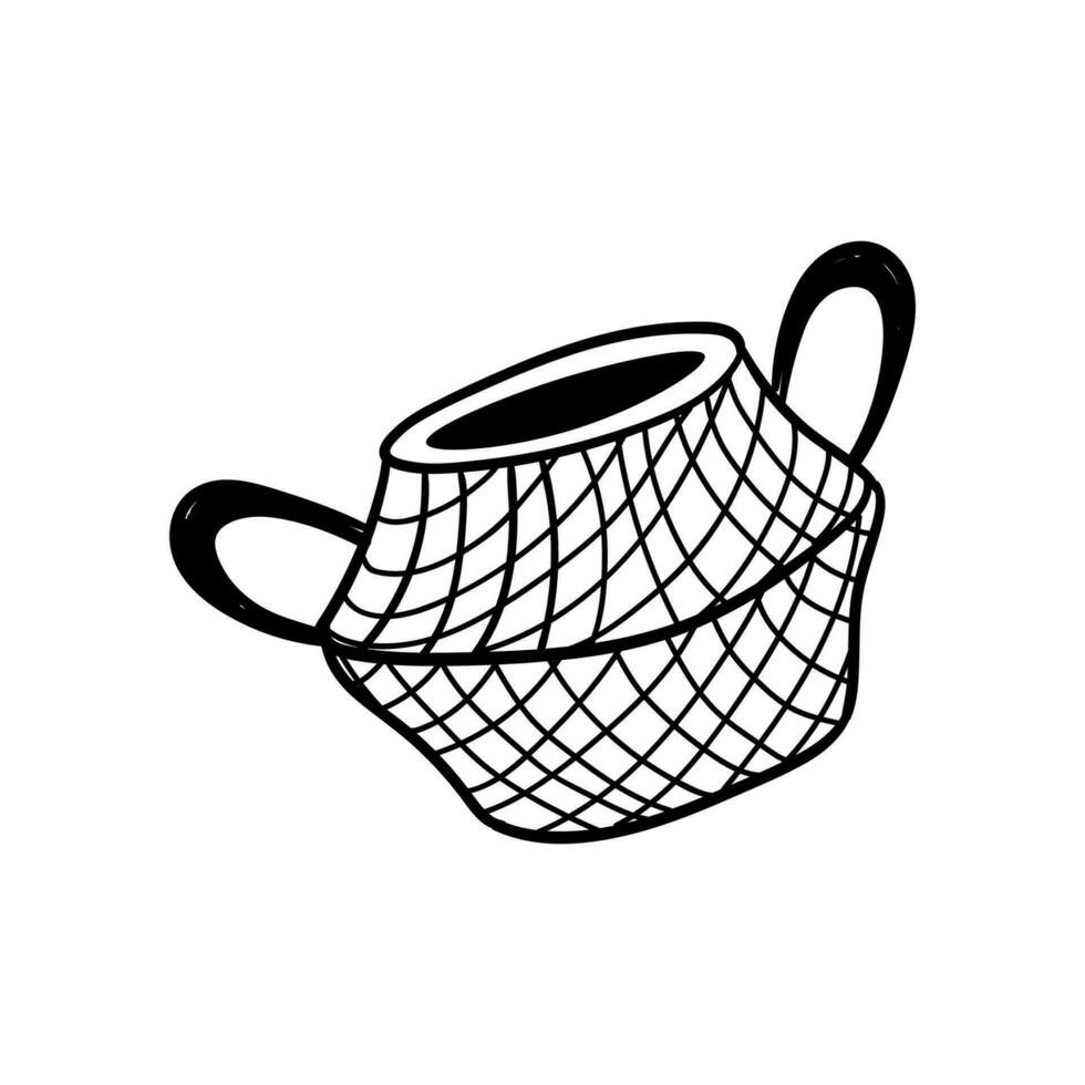 Hand Drawn Illustration. Doodle Outline Wicker Basket vector