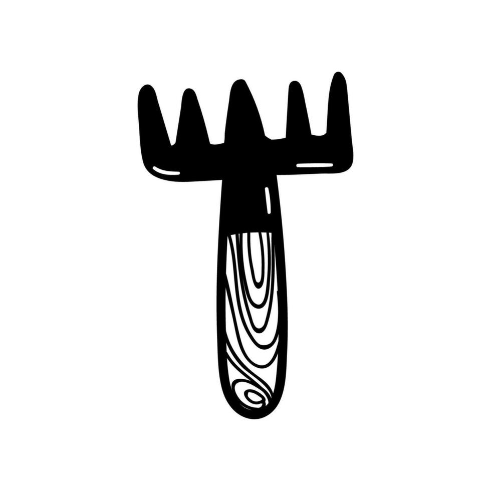 Hand Drawn Illustration. Doodle Outline Rake vector