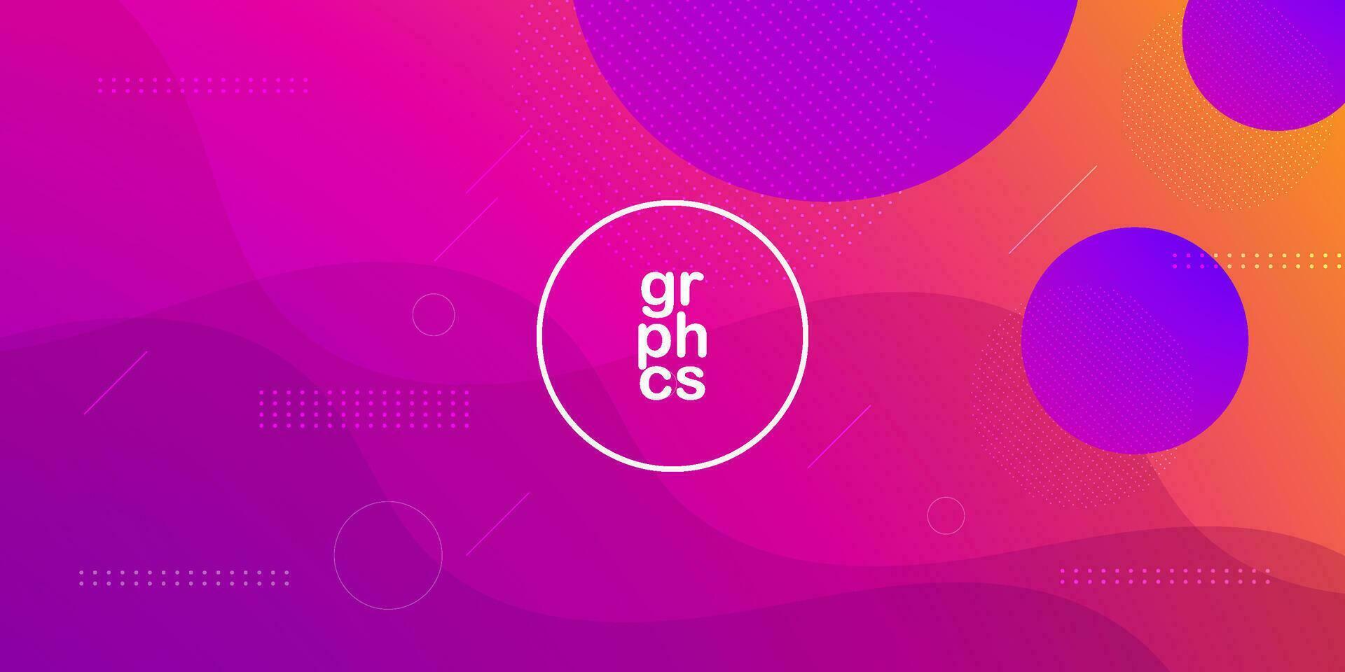 Abstract colorful purple pink orange gradient illustration background with dynamic simple wave and circle pattern. cool design.Eps10 vector