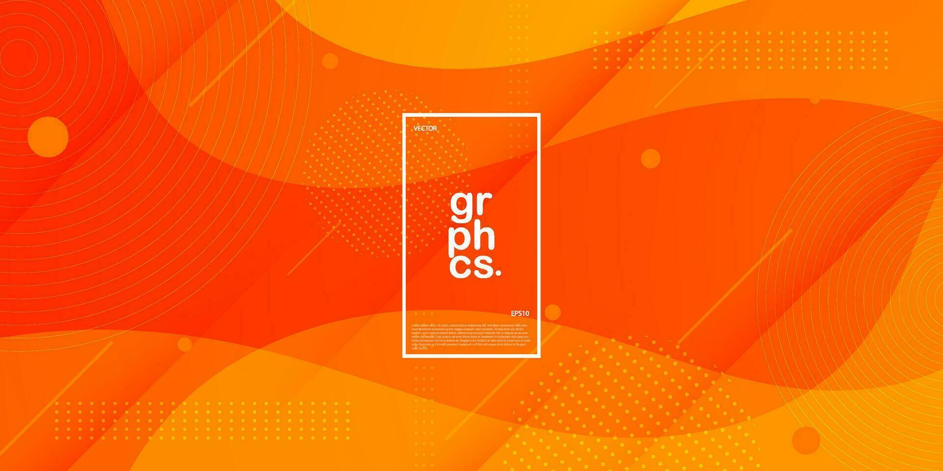 Abstract colorful orange background with wavy fluid shapes with geometric pattern. Bright orange background design. Cool and modern concept. Eps10 vector