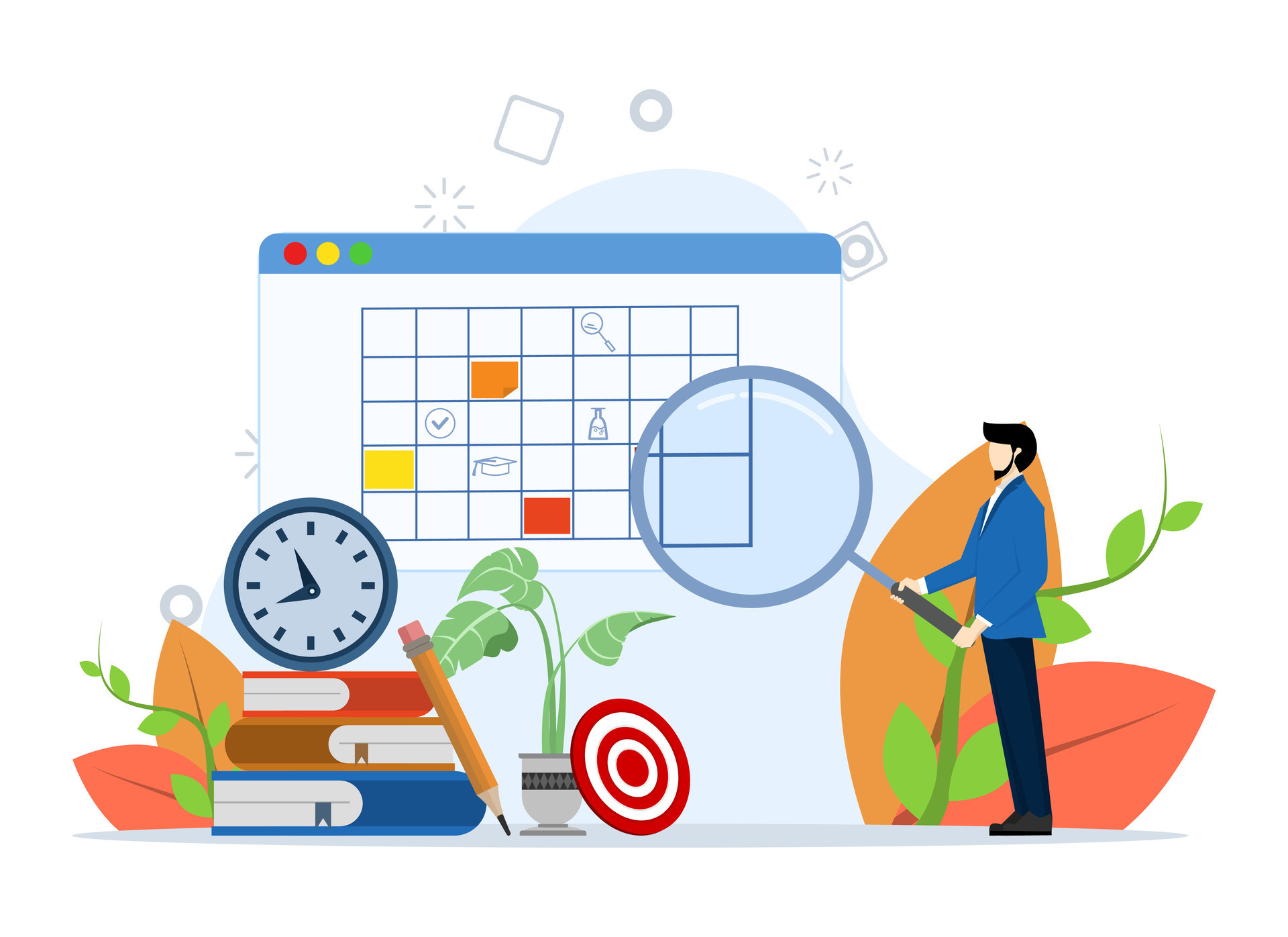 Concept of learning program, study plan, class schedule. character set ...