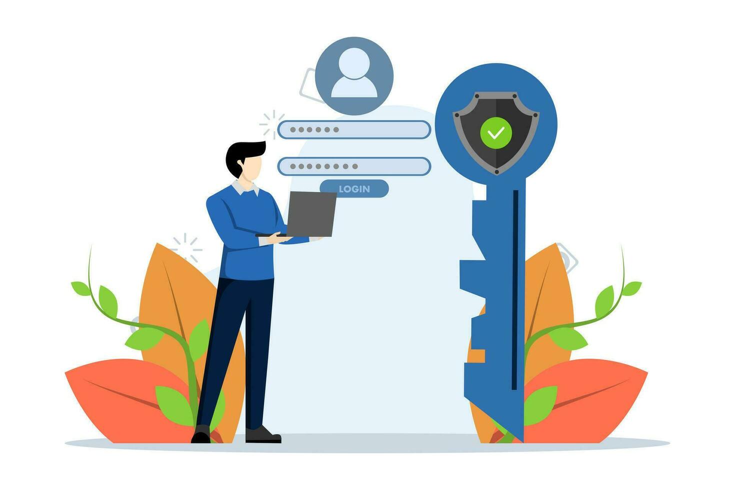 data protection terms and conditions set. Businessman with security lock. Cyber experts protect files with secure passwords. The user accepts the privacy policy agreement. vector illustration.