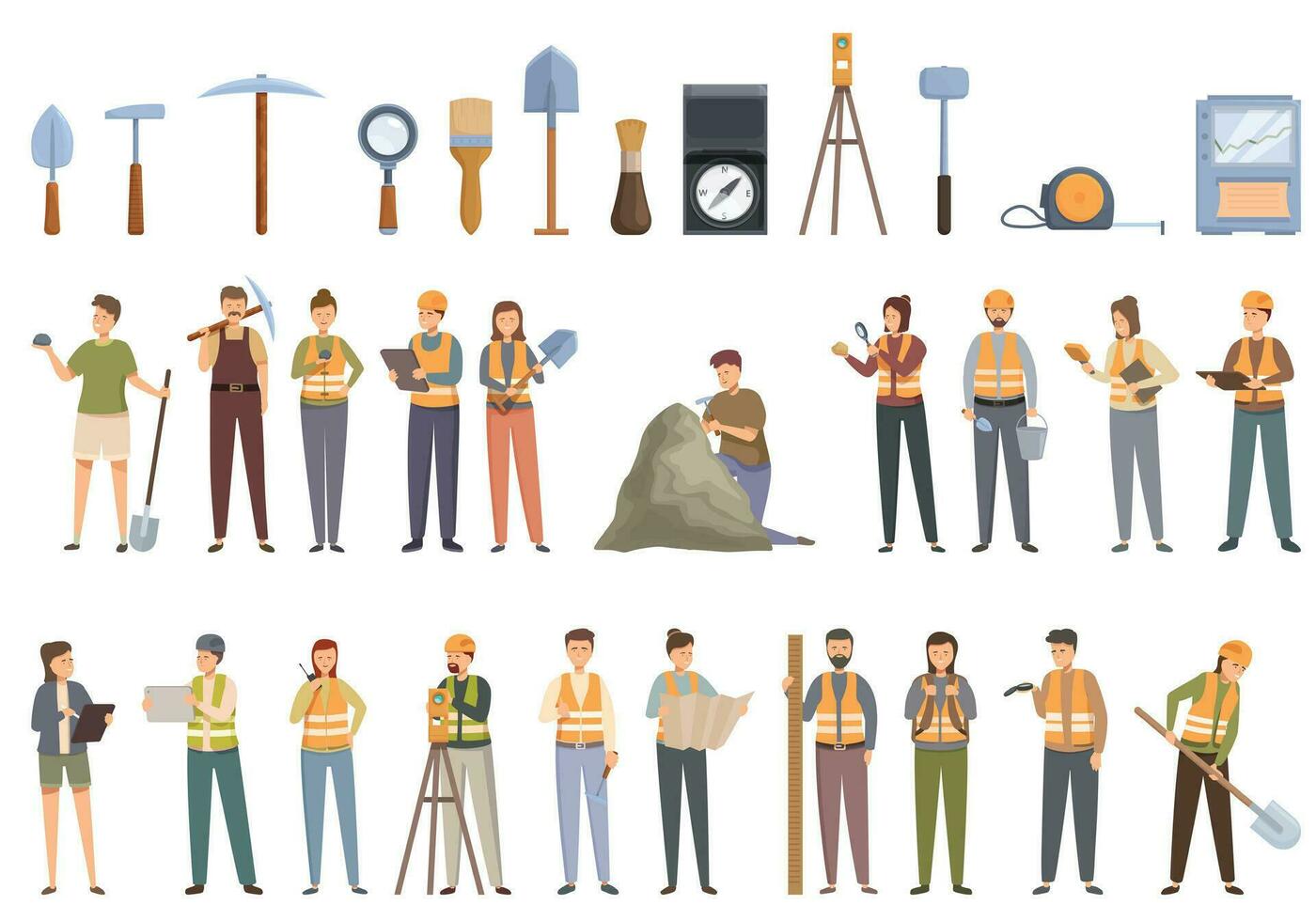 Geologist icons set cartoon vector. Oil energy vector