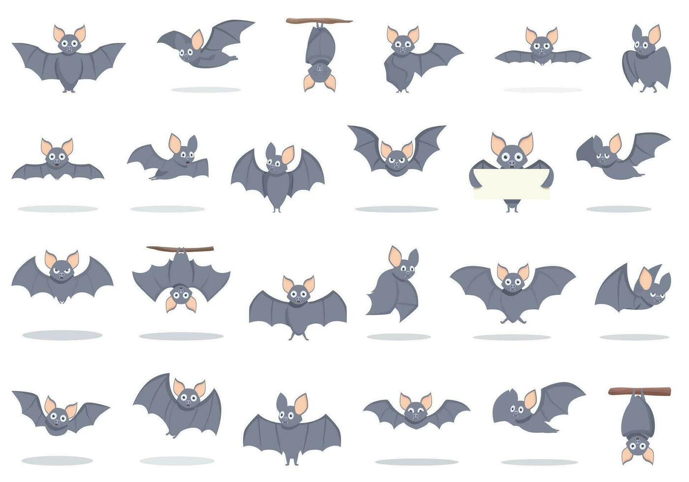 Bat icons set cartoon vector. Animal vampire vector
