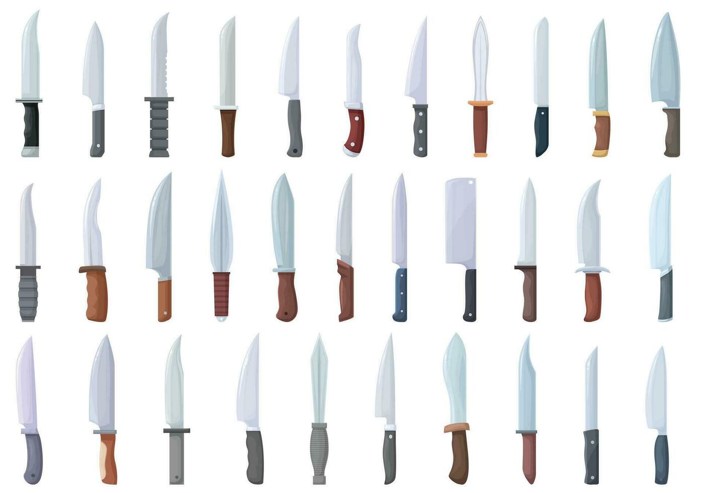 cuchillo íconos conjunto dibujos animados vector. cuchillería herramienta vector