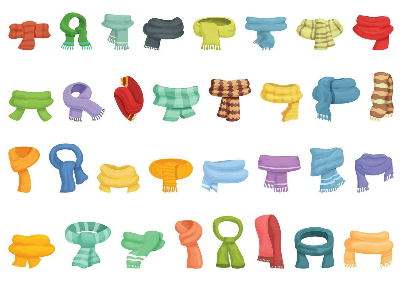 Scarf icons set cartoon vector. Winter knit vector
