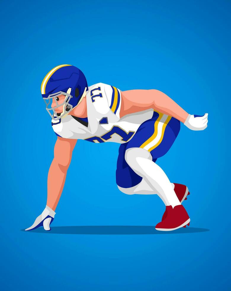 Man person sport rugby American football vector illustration. Cartoon male character isolated on gradations background.