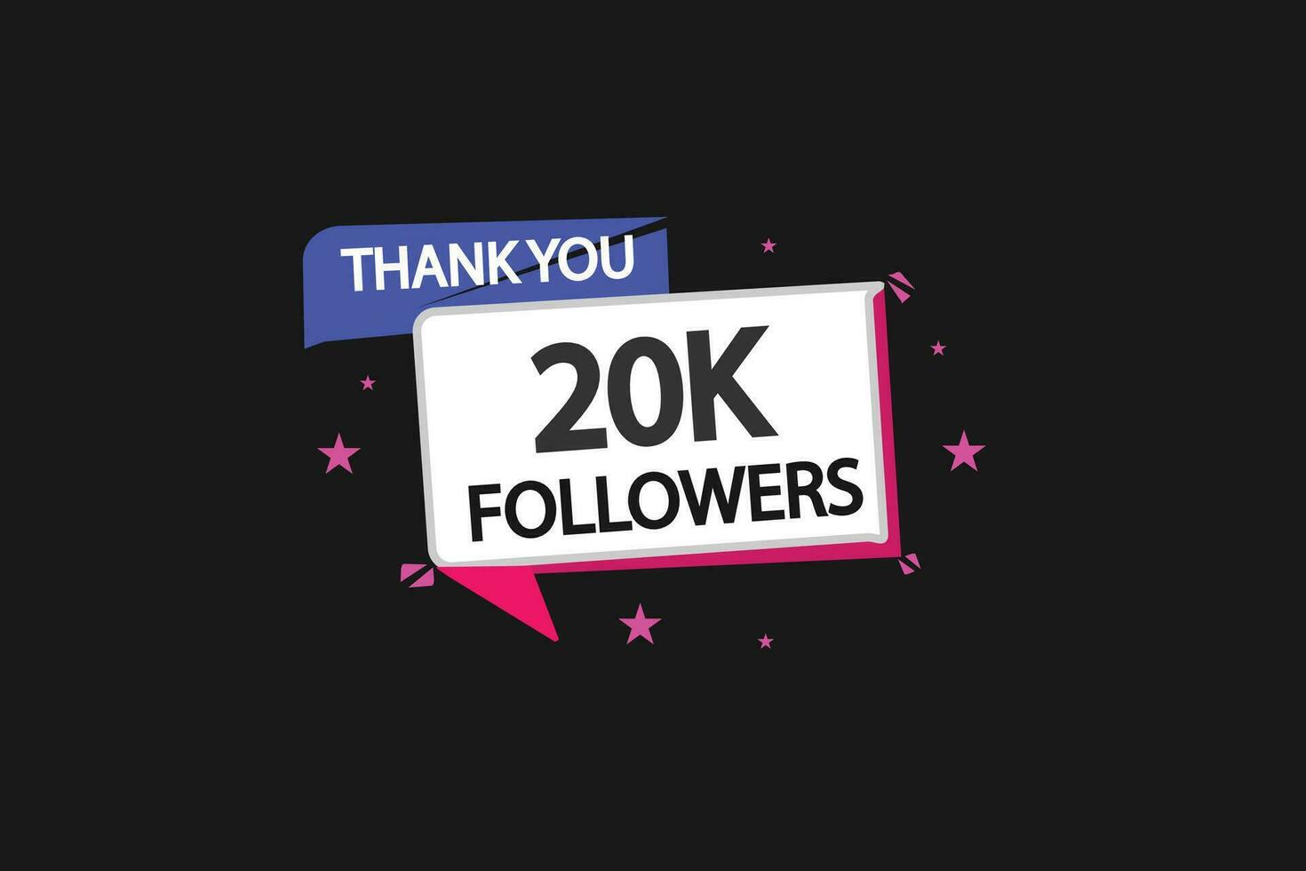 thank you 20k.followers social media,colorful, followers golden line banner, celebration vector