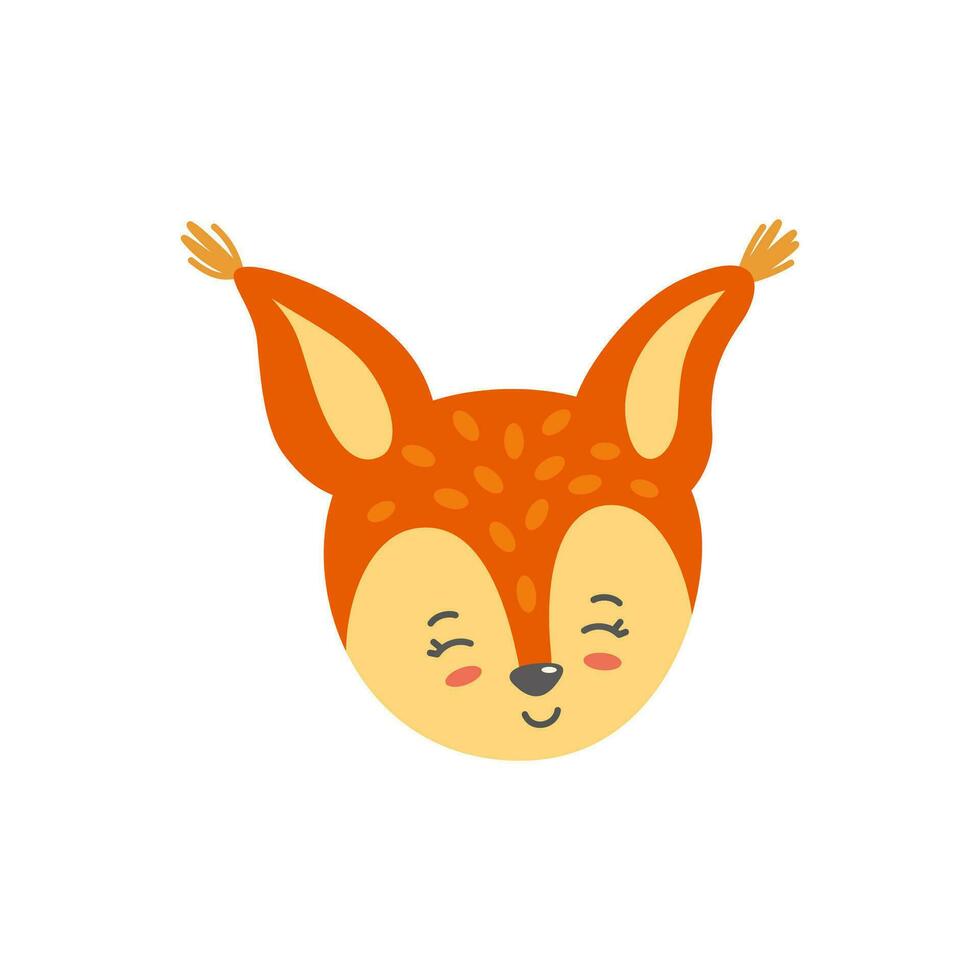 Squirrel head as emoticon. Smiling emoji. Vector illustration of amused squirrel