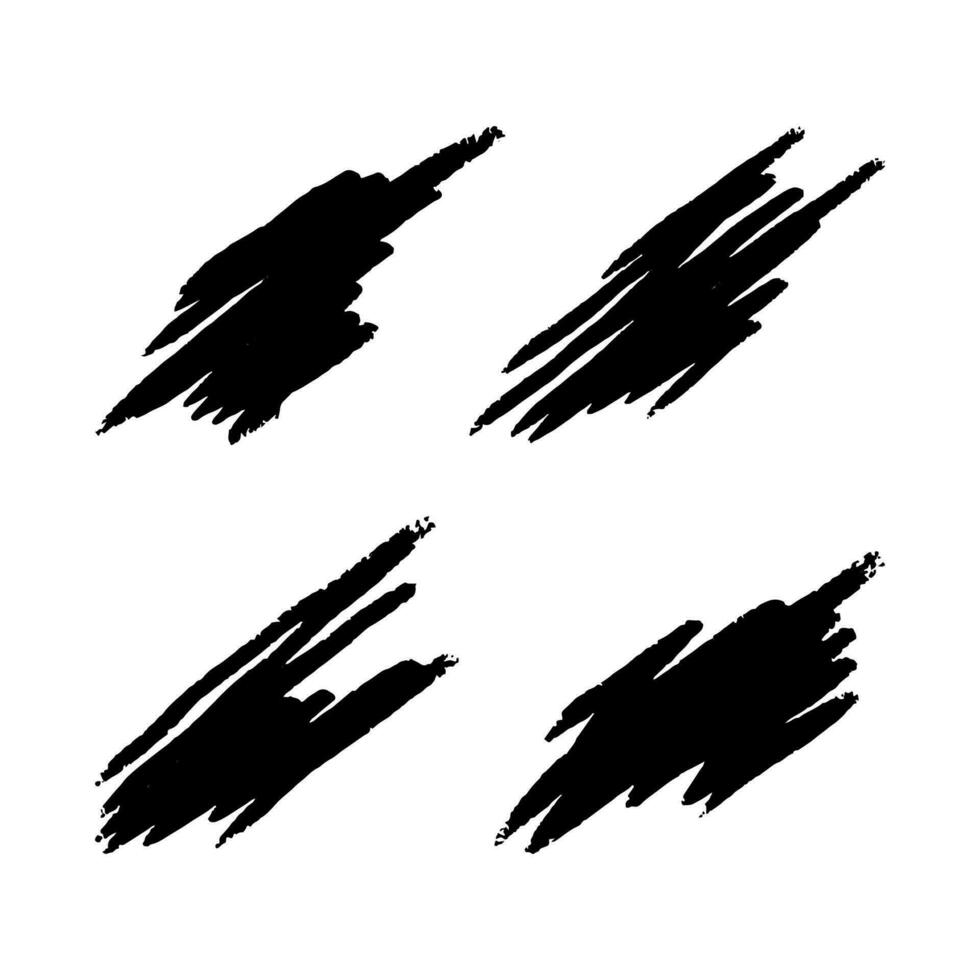 Handdrawn chalk, pastel or marker splats set. Grungy chalk texture isolated in white background. Vector illustration