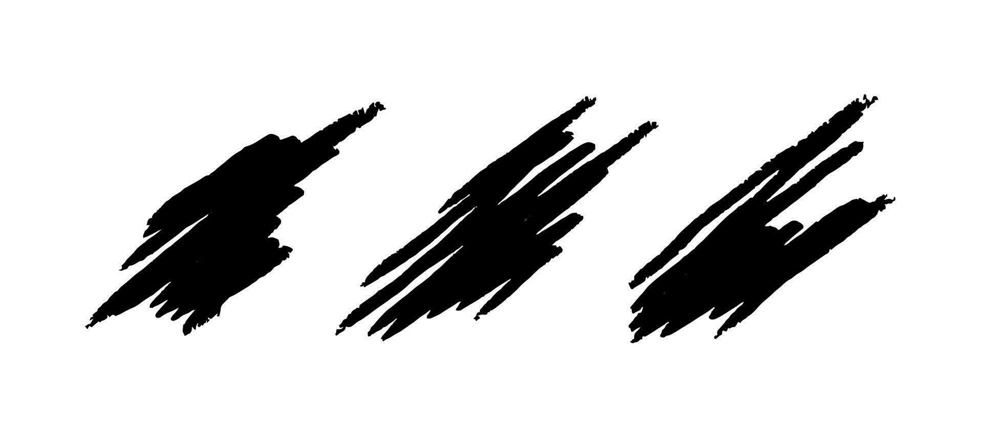 Sketch marker templates. Black chalk textures isolated in white background. Vector illustration