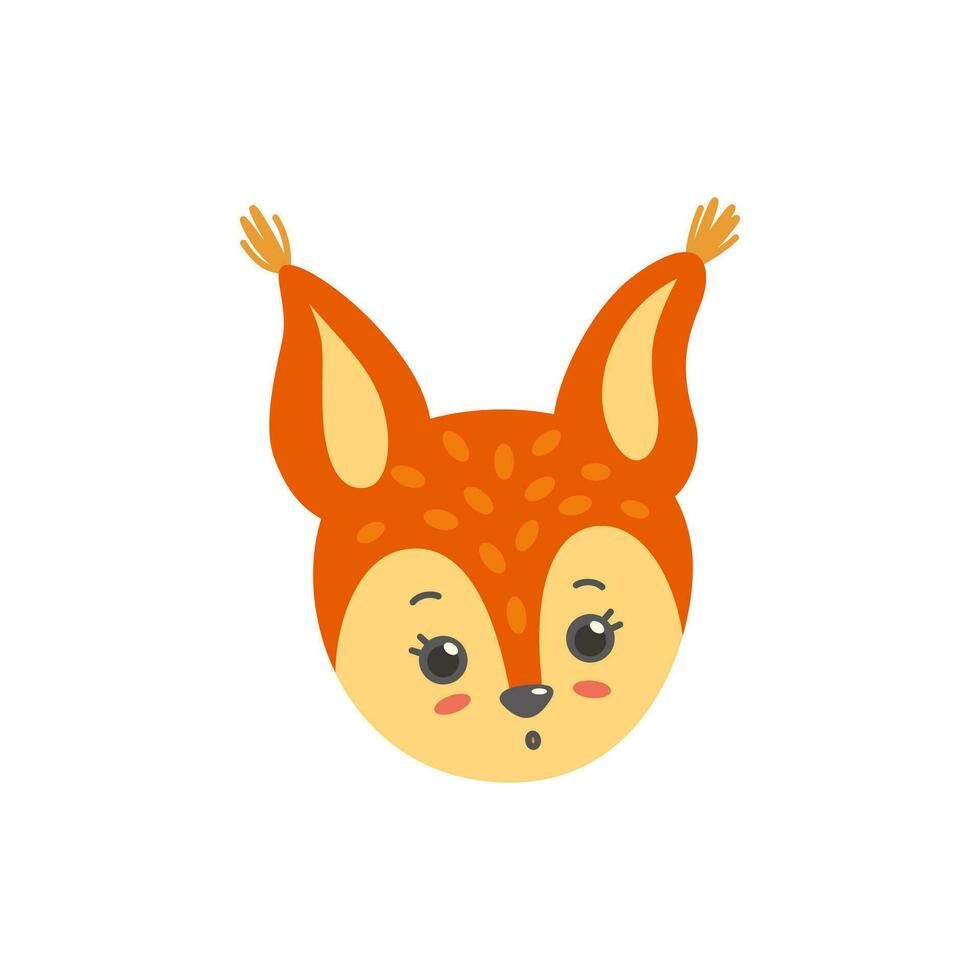 Surprised and shocked squirrel face like emoji. Vector illustration in flat style