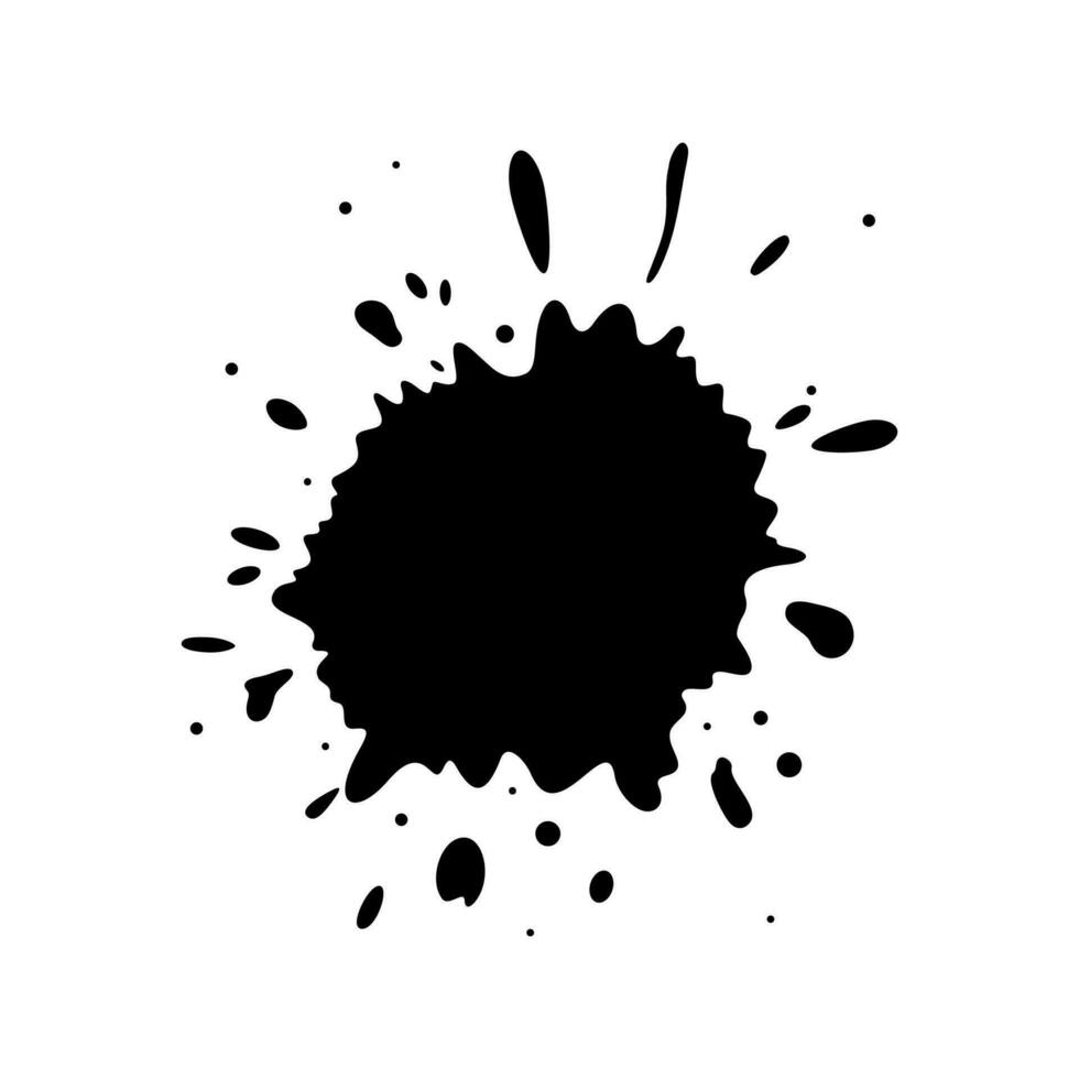 Grungy silhouettes of ink stains. Set of dropping stains frames isolated in white background. Vector illustration