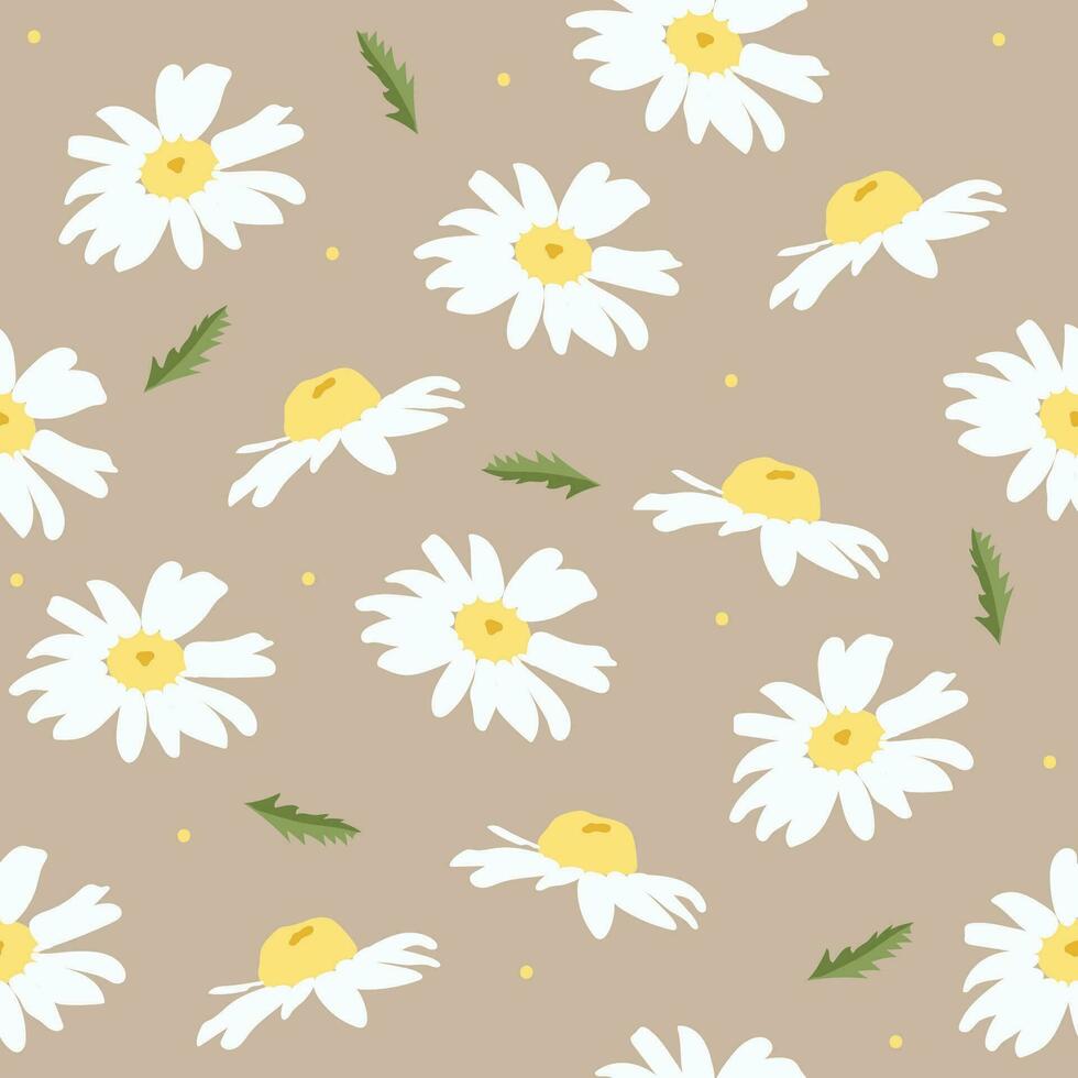 white Daisy flower seamless pattern for luxury fabric, background texture. vector