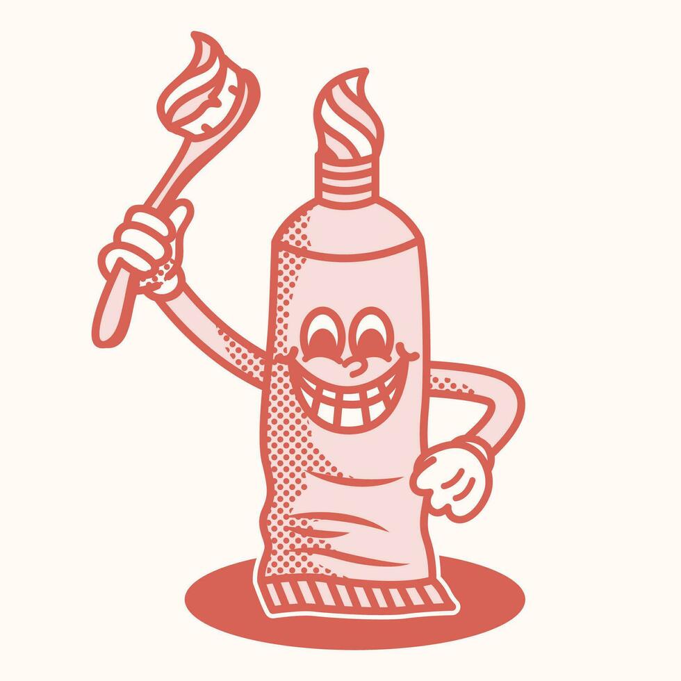 Tooth paste vintage mascot vector