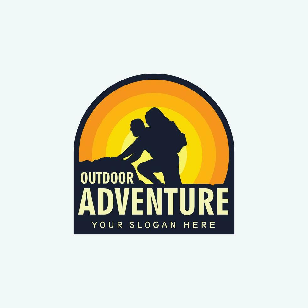 Mountain adventure badge logo vector