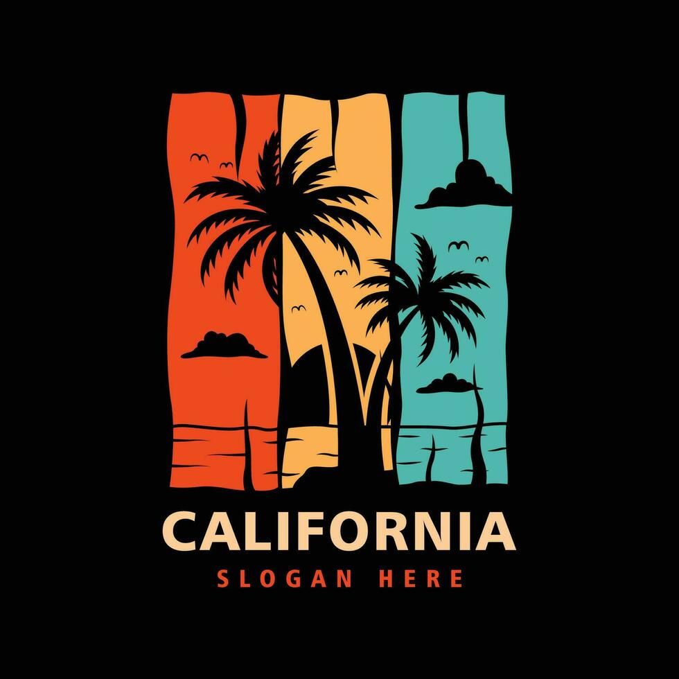California playa Clásico logo camiseta vector