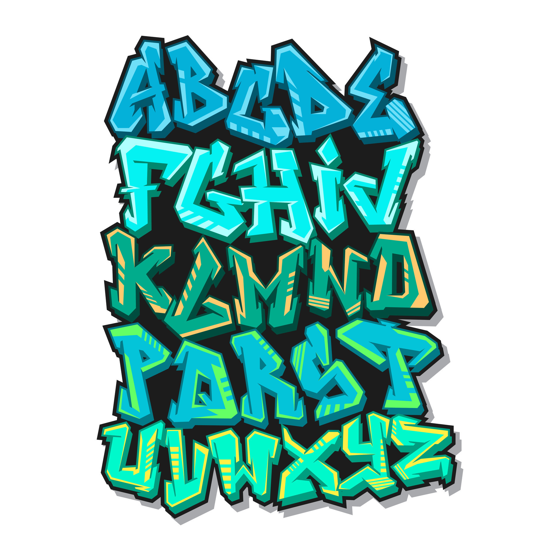 Collection of alphabet letters graffiti 25682973 Vector Art at Vecteezy