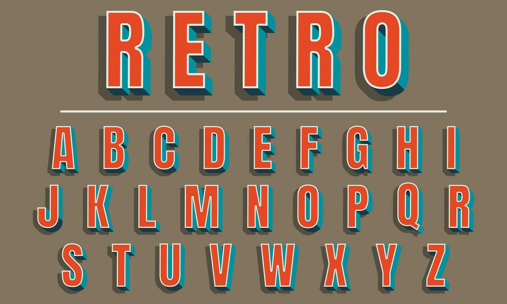 Retro style alphabet. Vector illustration