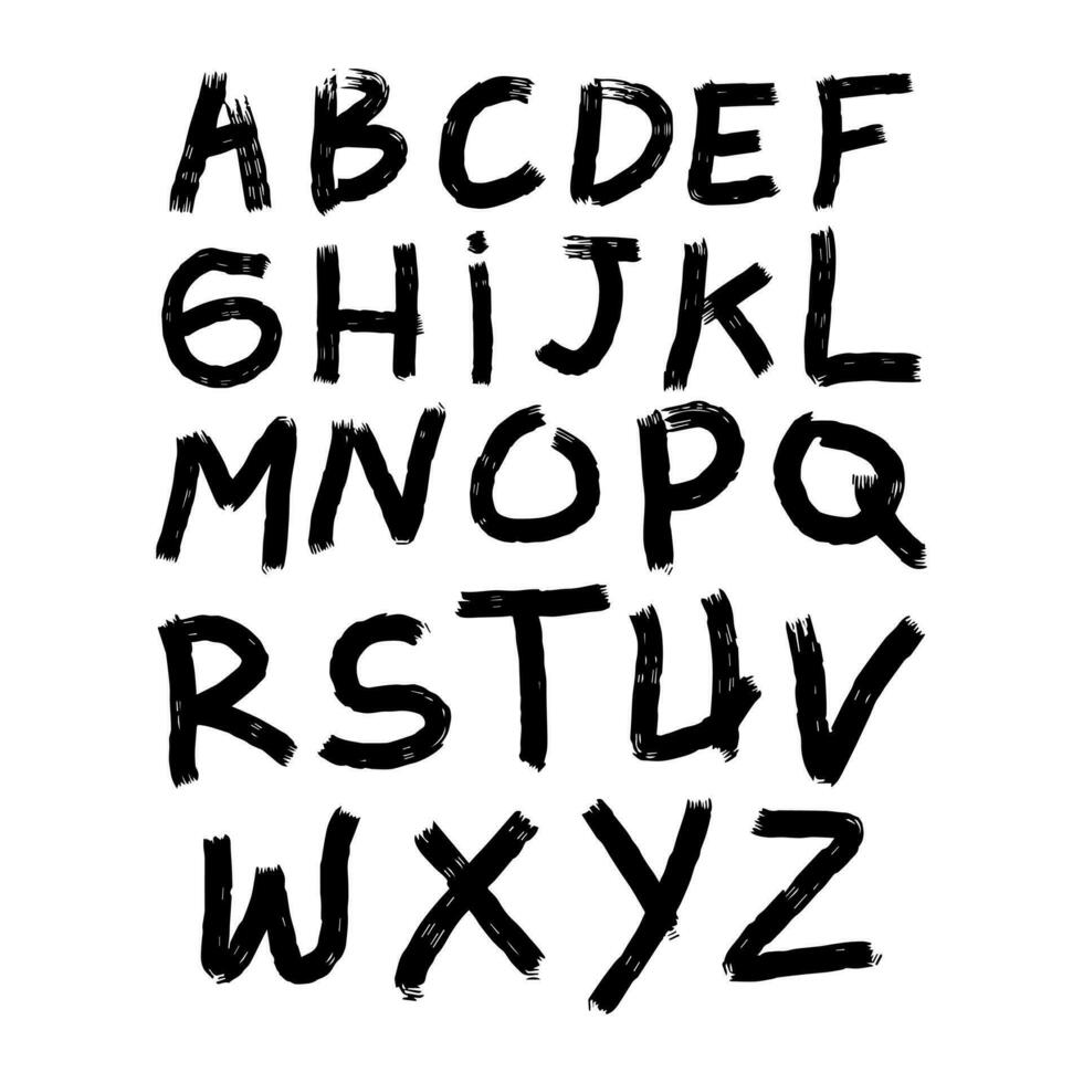 hand drawn grunge style alphabet set vector