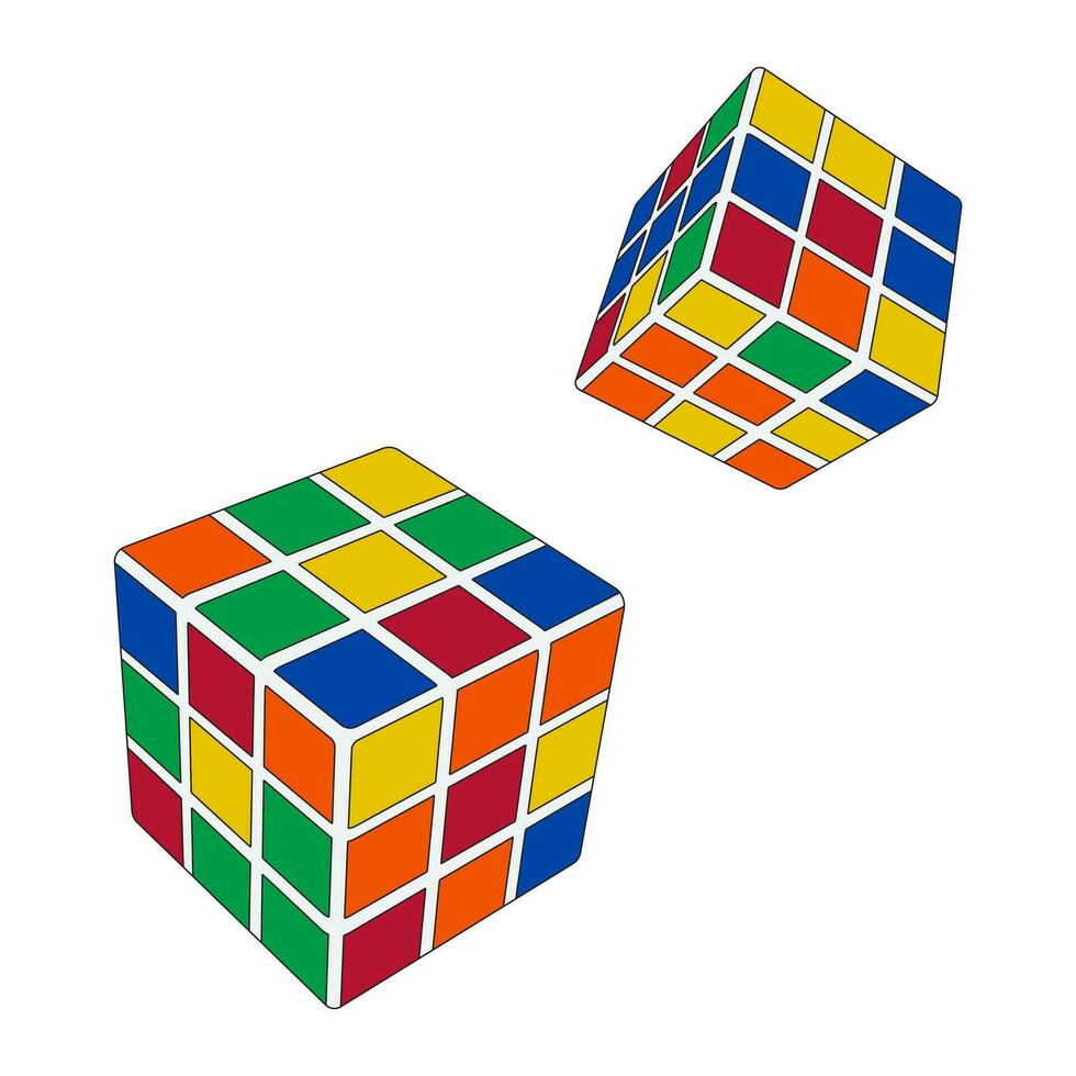 isométrica vistoso de rubik cubo. vector ilustración