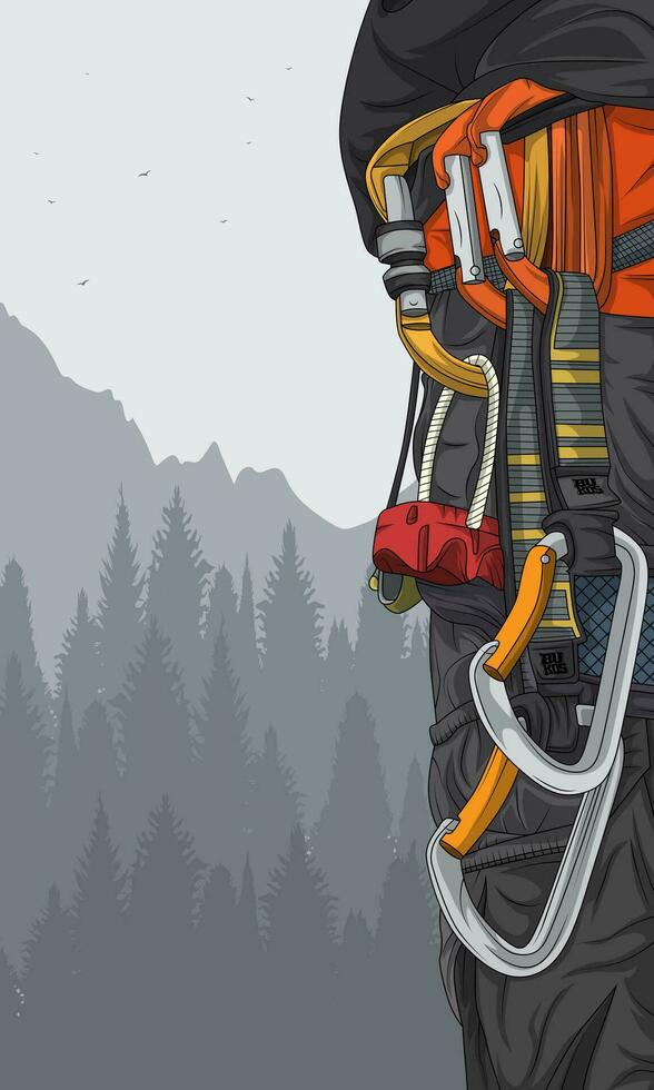 Hand drawn rock climber illustration. Perfect for adventure poster design vector