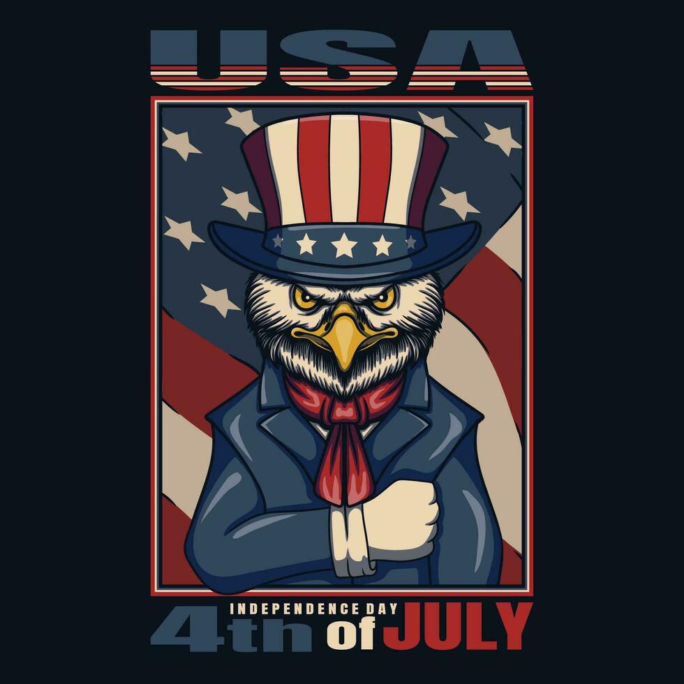 Eagle uncle sam fashion independence day vector illustration