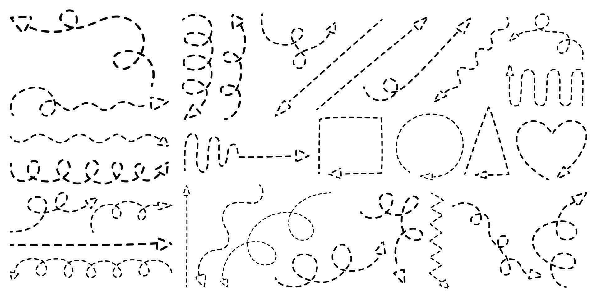 The dotted line vector set can be adapted to a variety of applications such as teacher materials, students, kindergarten elements, digital printing, teacher elements, worksheet decorations