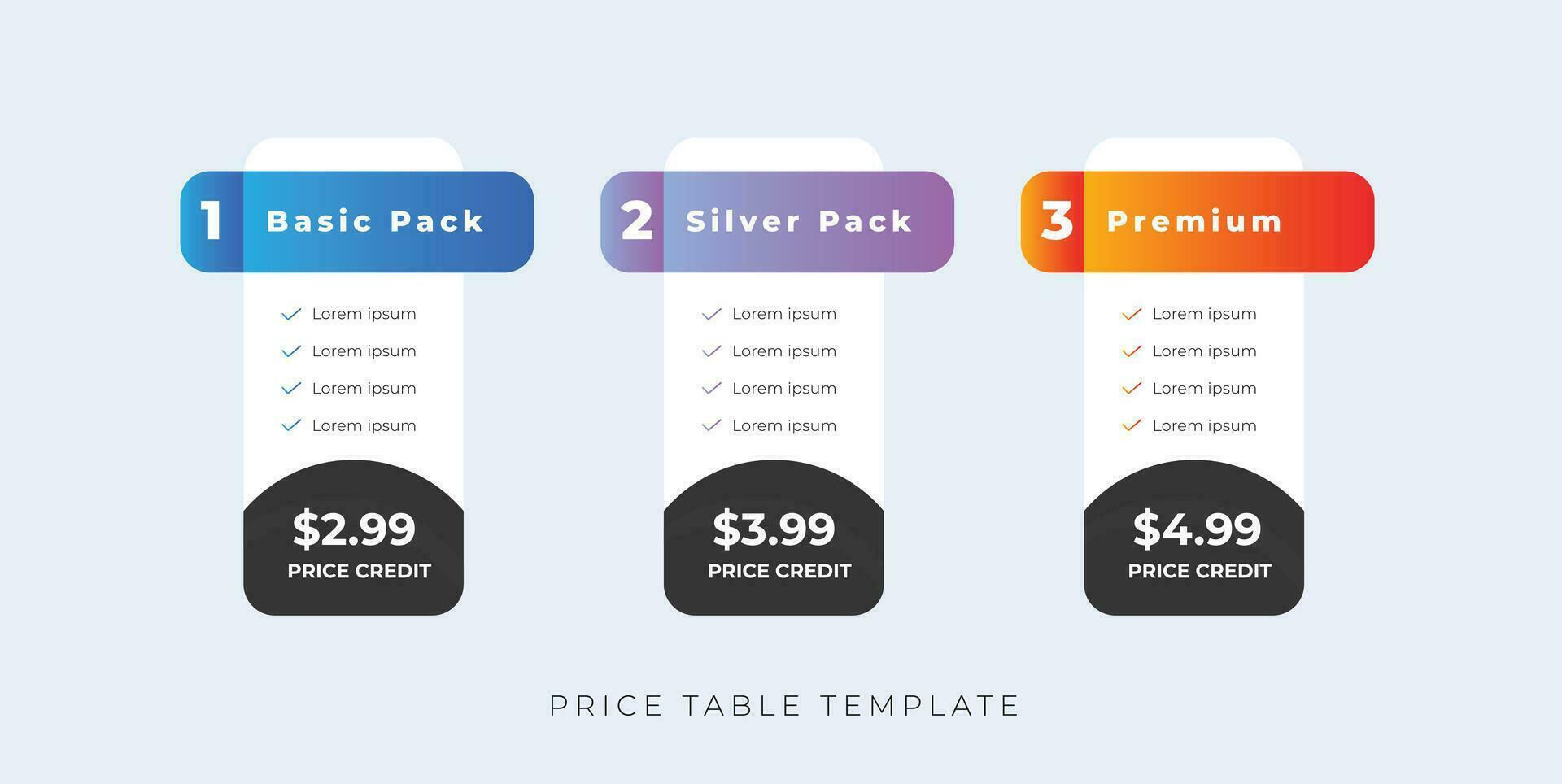 modern pricing table template website subscription plan vector