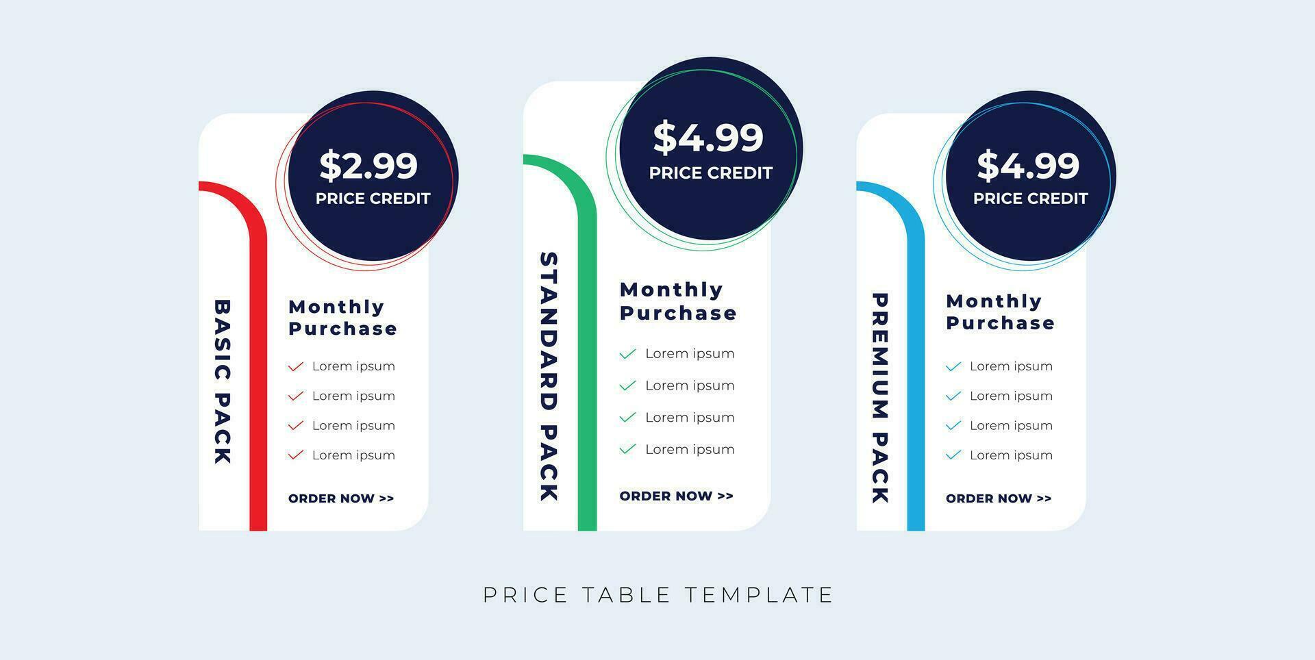 modern pricing table template website subscription plan vector